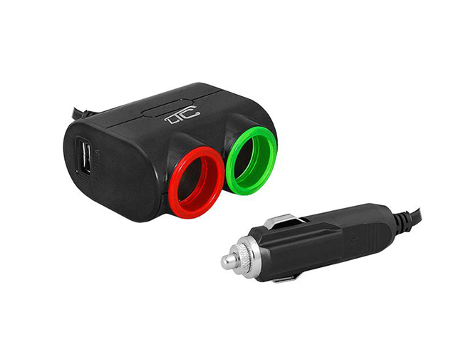 LTC Adapter CAR FIRE 2gn / USB 1.2A / 120W, 12-24V, black LXAS10.