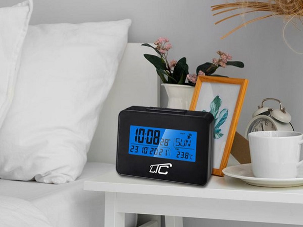 LXSTP05C LTC Modinātājs ar  termometru,melns.