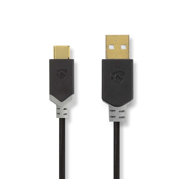 CCBW60600AT10 USB cable -USB 2.0 | USB-A male | USB-C™ male | 60 W | 480 Mbps | Gilded | 1.00 m