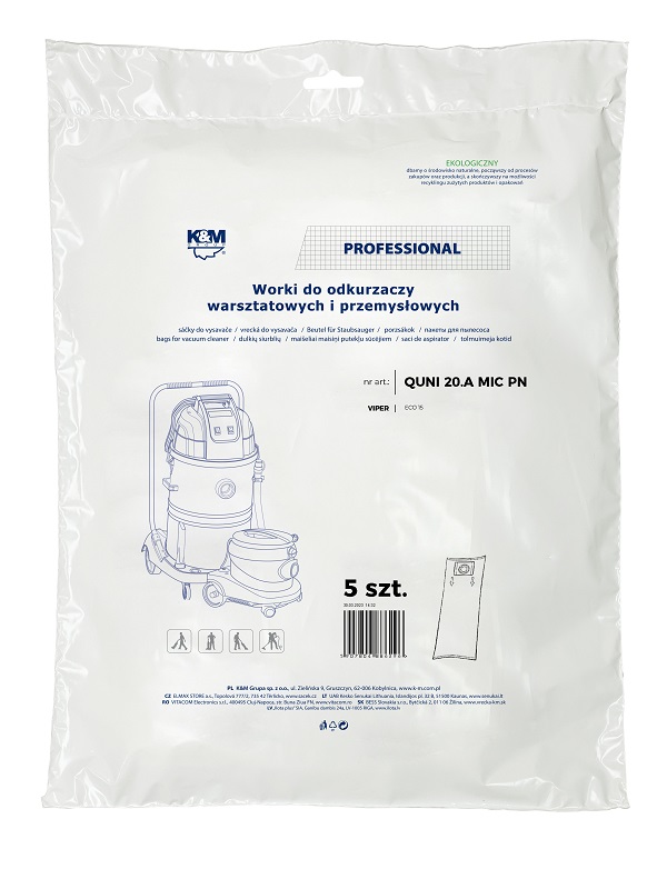 Vacuum cleaner bag universal KM-QUNI20.A (5 pcs./ 20 liters)