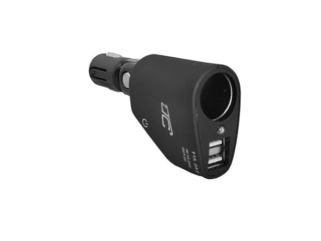 LTC Adapter CAR FIRE 2 sockets USB 3.1A, BLACK LXAS15