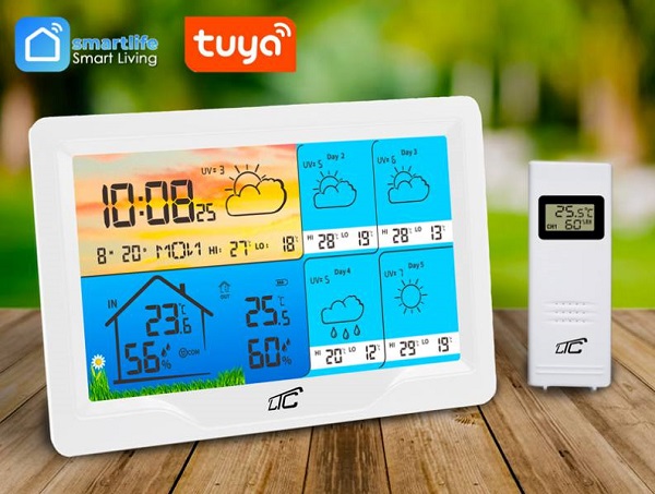 LXSTP08BS LTC SMART meteoroloģiskā stacija ar krāsu displeju. Balts